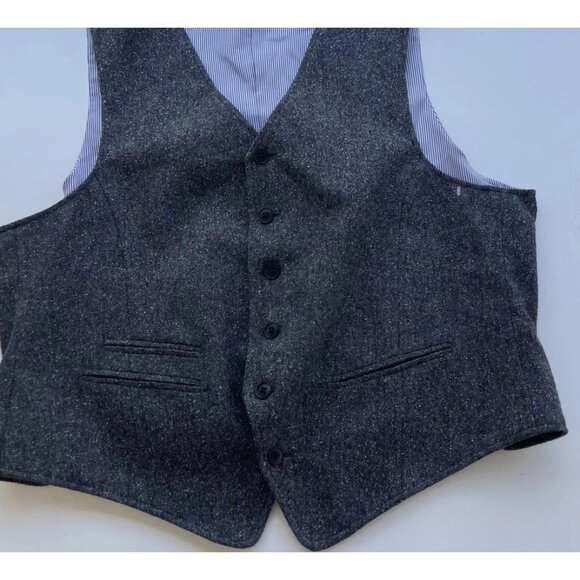 John Varvatos USA Black Gray Button Up Classic Suit Vest Men's Sz L - Picture 2 of 16